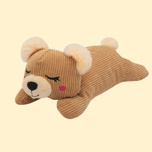 Zippy Paws Snooziez Bear - Silent Squeaker!